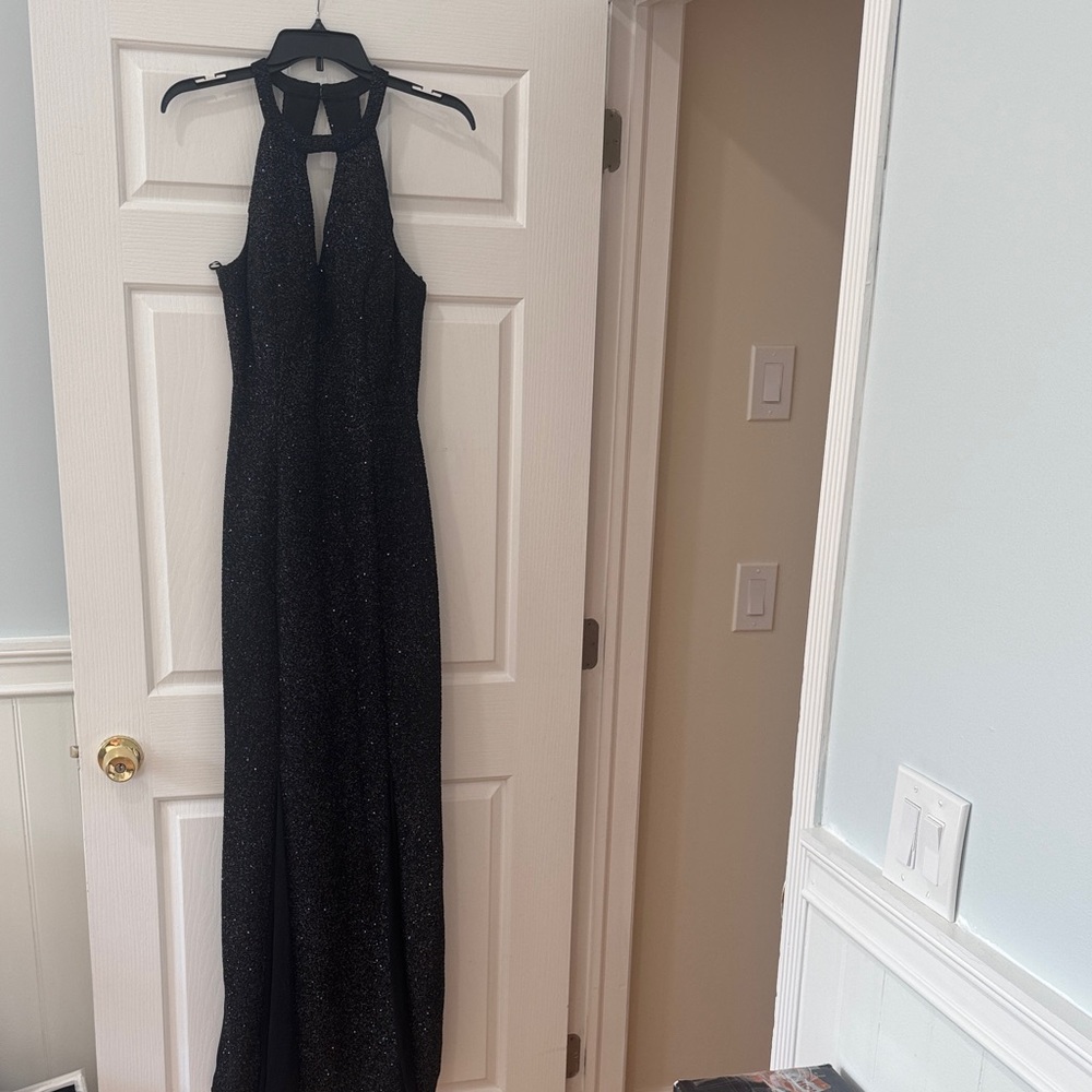 Elegant Black Halter Evening Gown